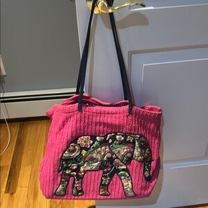 Vera Bradley Pink Elephant Patterned Tote Bag